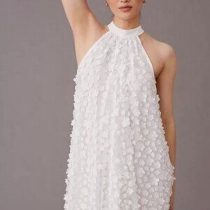 Eva Franco, Anthropologie Halter Swing Mini Dress, White Floral